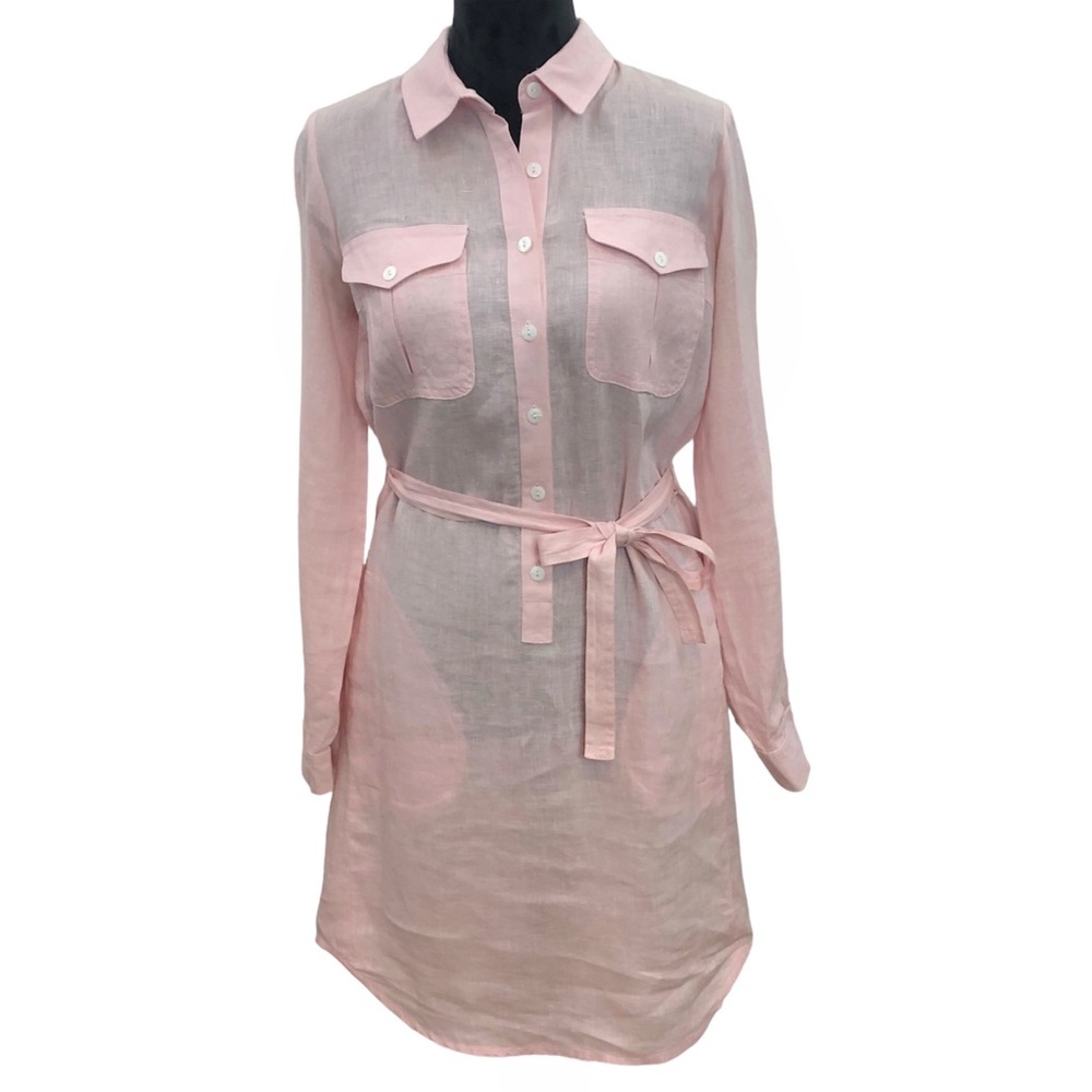 Issa & Co 100% Linen Pink Shirt Dress XS